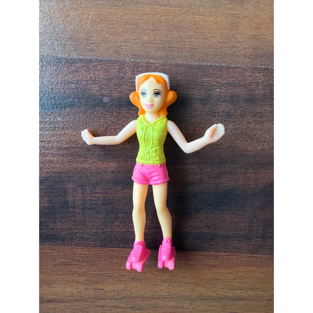 Mattel Polly Pocket Vintage Roller Skating Doll Orange Hair Pink‎ Skates